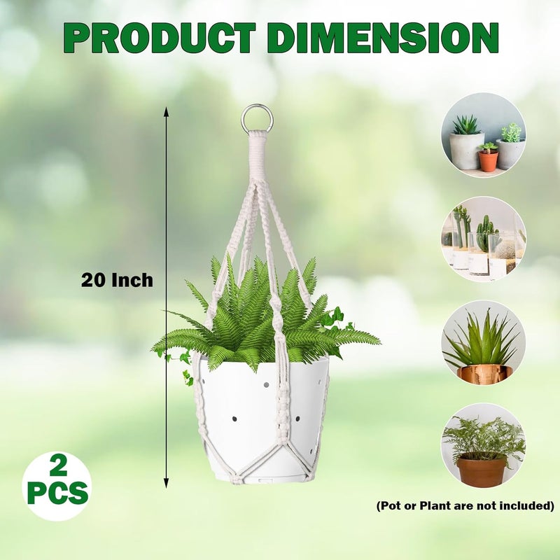 garini 2 Pack 20 Inches Macrame Plant Hanger Rope to Hang Flower Pot Plant Hanger for Indoor Outdoor Decoration, 4 Legs(POTS NOT Included) - Image 2